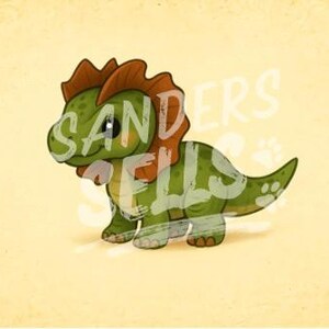 Stretched Canvas, Baby Dilophosaurus Dinosaur Wall Art, Nursery Decor, Kids Room Decor, Green Brown Dino Print, Jurassic Theme