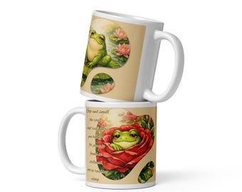 Rose Frog Mug – Whimsical Nature Coffee Cup