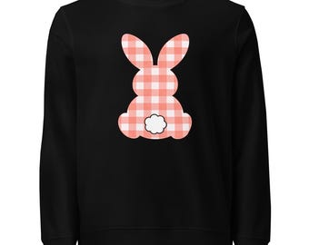 Pink Gingham Bunny Butt Sweatshirt | Easter Spring Farmhouse Pullover