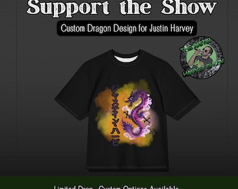 Justin Harvey Show Dragon Shirt | Japanese Inspired Graphic Tee | Custom Katakana Name