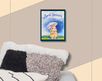 April Showers Bunny Poster – Spring Wall Art