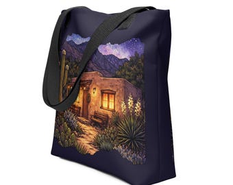 Southwest Desert Night Tote Bag- A Cozy Southwestern Night Scene| Mother's Day Gift.