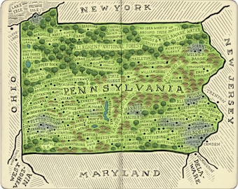 Map of Pennsylvania From Memory Print