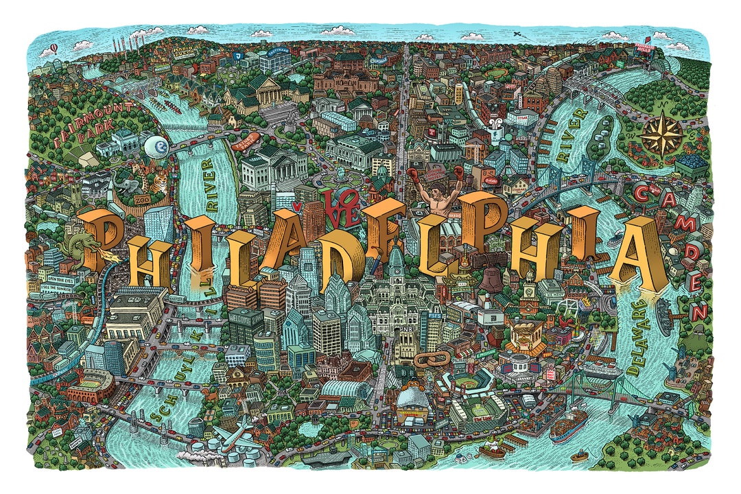 Philadelphia Map - Etsy