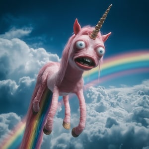 Lámina artística de unicornio volador rosa, decoración de pared de criatura fantástica y atrevida, póster giclée caprichoso, arte surrealista mágico para el hogar o el estudio.