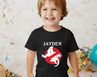 Personalized Ghost Birthday Shirt, Custom Name Retro Spooky Kids Tee