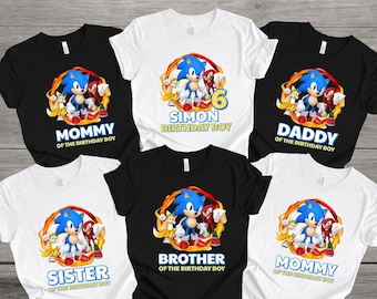 Blue Hedgehog Family Birthday Shirt, Personalized Video Game Party Tee, Family Matching  Theme Top
