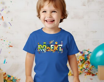 Custom Name Birthday Boy Shirt, Personalized Birthday Party Gift, Kids Alphabet T-Shirt