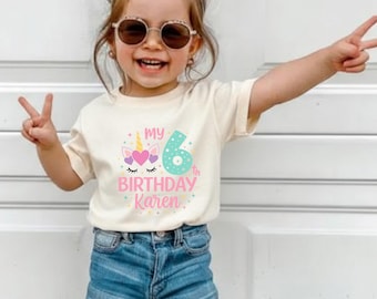 Custom Name Unicorn Birthday Shirt, 6th Birthday Girl Magical Party Tee
