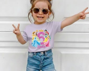 Personalized 6th Birthday Princess Shirt, Custom Name Girl Birthday Tee, Magical Kingdom Birthday Outfit