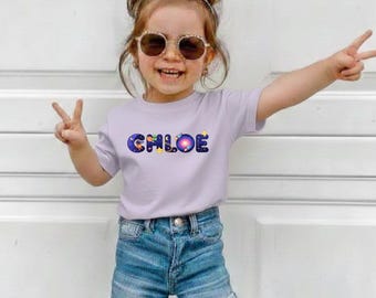 Personalized Space Name Birthday Shirt,Custom Galaxy Astronaut Toddler Girl Tee