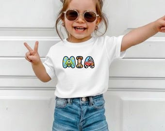 Personalized Cartoon Letter Birthday Shirt, Custom Name Retro Movie Character Tee