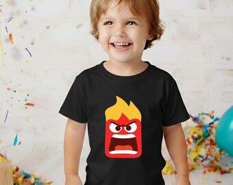 Red Emotion Boy Birthday Shirt, Fun Personalized Character Party Tee