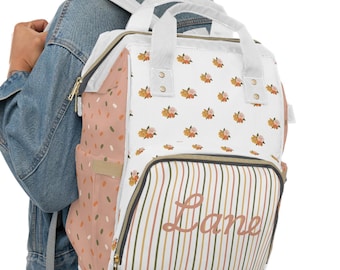 Sac à dos à langer fleuri bohème : sac pour bébé élégant, cadeau pour un nouveau parent