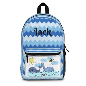 Personalized Whale Backpack for Kids, Trendy School Bag, Custom Name Backpack, Perfect Gift for Birthdays, Back to School Supplies