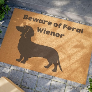 Funny Dog Doormat, Pet Lover Welcome Mat, Home Decor Gift, Dachshund Decor, Feral Wiener Sign, Dachshund Doormat, Doxie Doormat, Doxie Lover