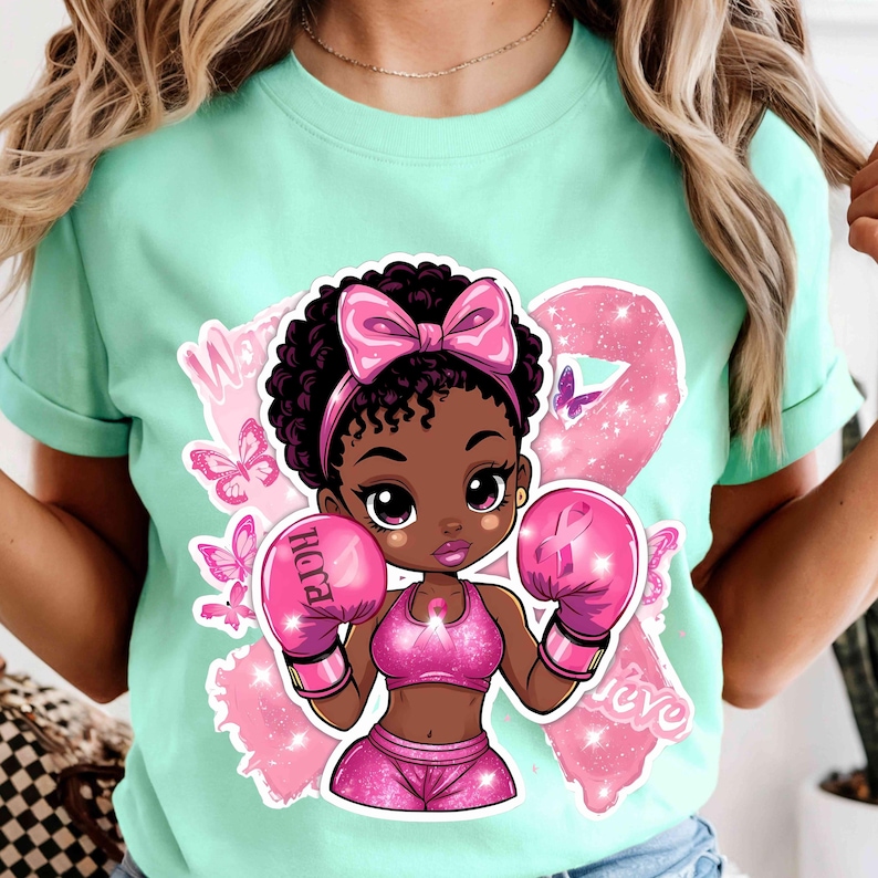 Chibi Breast Cancer Warrior PNG | Pink Boxing Girl Clipart | Hope ...