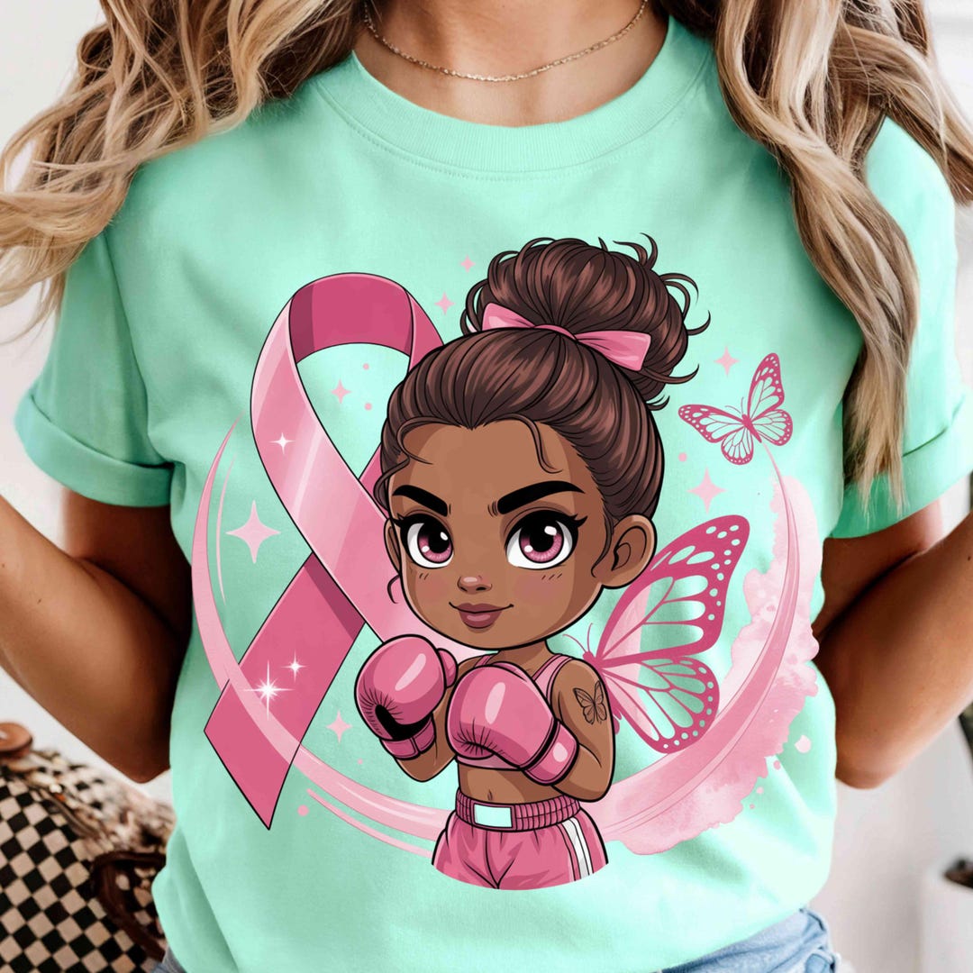 Chibi Girl Boxer PNG | Breast Cancer Awareness Clipart | Pink Ribbon ...
