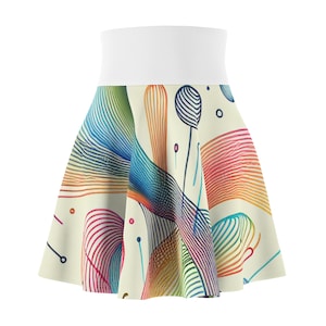 Colorful Abstract Women&#39;s Skater Skirt, Vibrant Skirt, Casual Skirt, Summer Fashion, Fun Outfit, AOP Design, Festival Wear