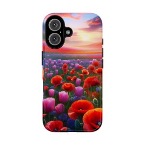 Vibrant Floral Phone Case, Poppy Flower Design, Tough Cases, Durable Tech Accessories, Nature Lover Gift
