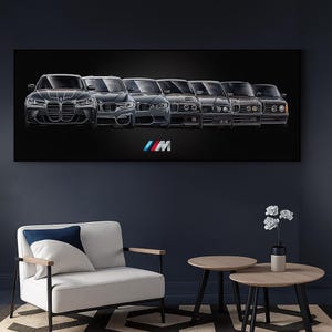 Póster BMW M3 Evolution: lienzo deportivo para pared, decoración moderna para salón, garaje u oficina, 60 x 180 cm, sin marco