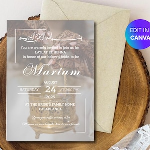 Moroccan Henna Invitation | Laylat al-Henna Editable Canva Template | Digital Download | Traditional Moroccan Style