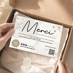 Carte de remerciement client modifiable Canva – Modèle Merci pour commande – Template personnalisable petite entreprise ou boutique Etsy