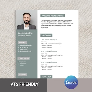 Anpassbare moderne ATS-Lebenslaufvorlage auf Canva | Bearbeitbarer professioneller Lebenslauf | 3 Farboptionen + Anschreiben | Lebenslaufvorlage