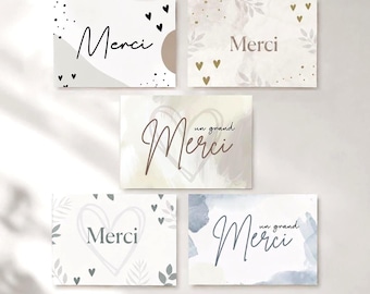 Confezione da 5 biglietti di ringraziamento – Design elegante, moderno e minimalista | Biglietti di ringraziamento in PDF da stampare o inviare digitalmente