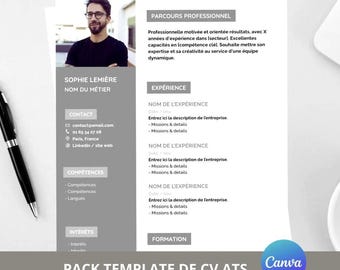 Modern ATS Resume Template | Customizable in Canva | Editable Professional CV | 3 Color Options + Cover Letter