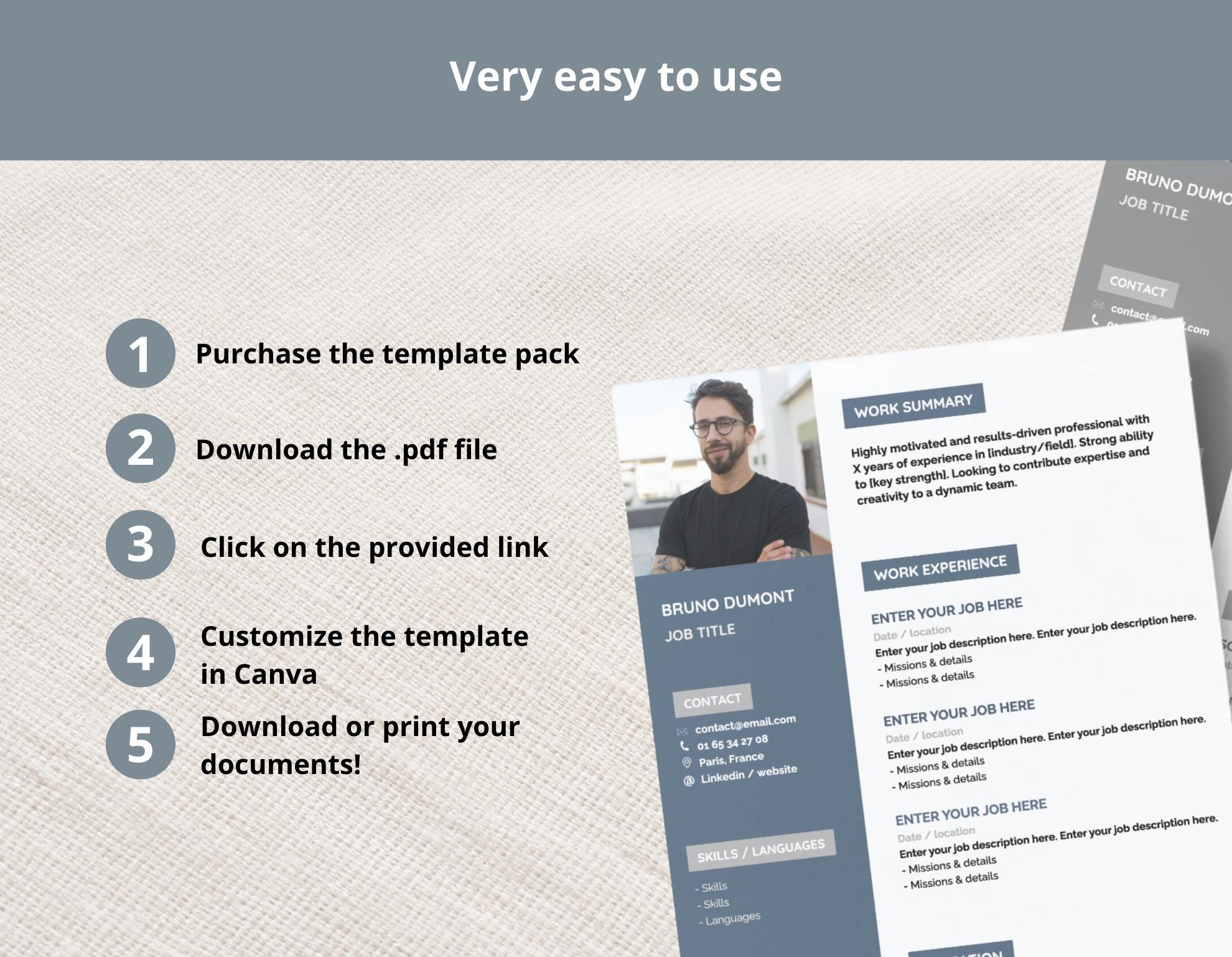 Ats-friendly Resume Template | Canva Editable CV Pack | English ...