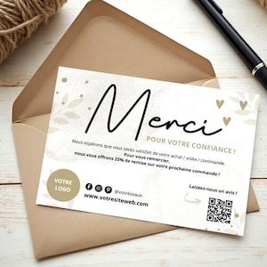 Tarjeta de agradecimiento personalizable para clientes en Canva – Plantilla de agradecimiento por su pedido – Plantilla personalizable para pequeñas empresas o tiendas de Etsy.