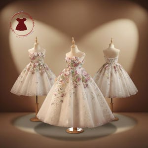 strapless open back dress Zapakasa Women Sparkly Pink Floral A Line Strapless Prom Dress with Slit  Sequined Tulle Ball Gown main image 0