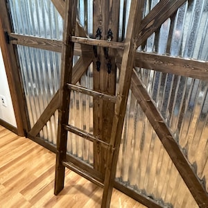 Rustic Blanket Ladder - Handmade Wooden Quilt Display, Farmhouse Home Decor, Leaning Decorative Towel Rack, Modern Blanket Storage Shelf
