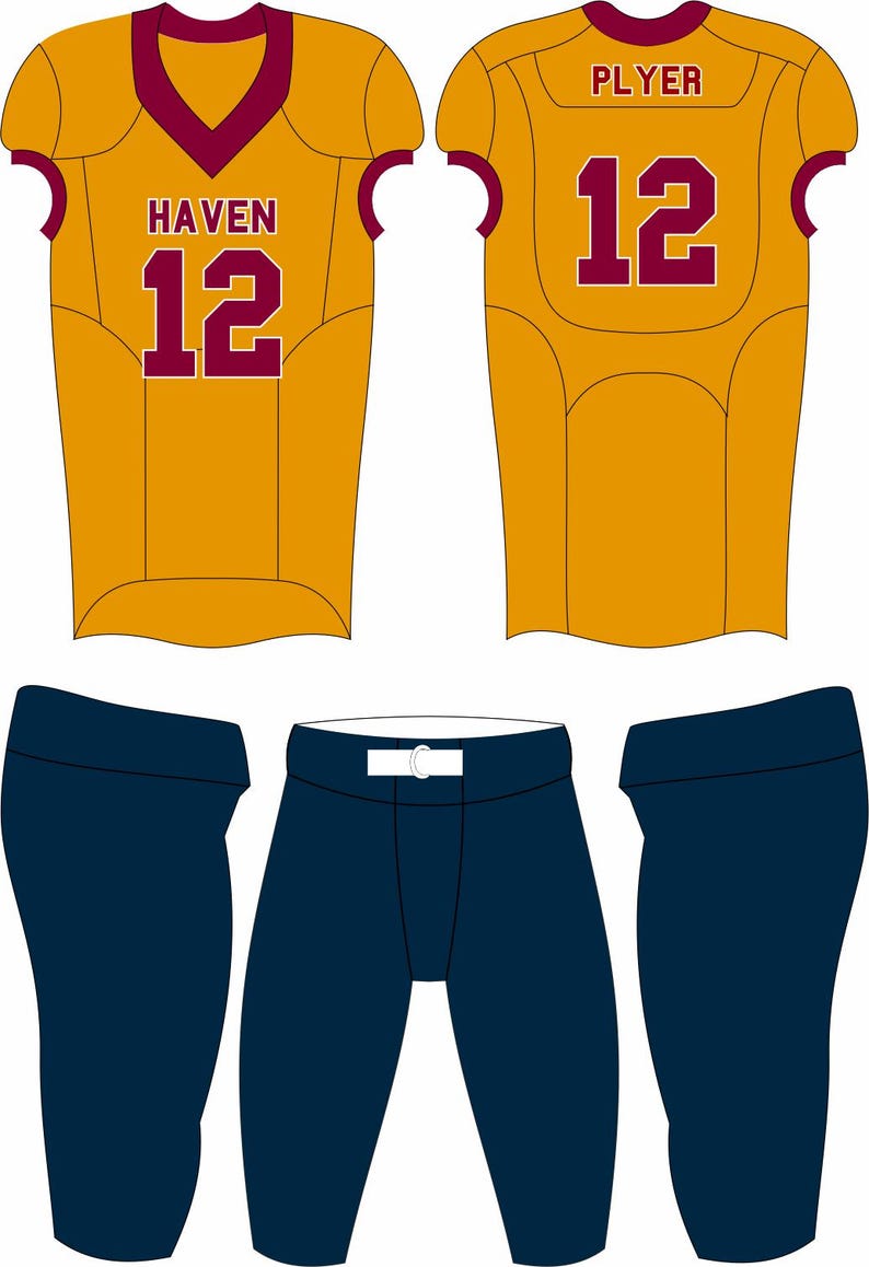 American Football Uniform Template Editable Jersey PDF Digital