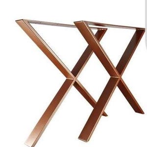 Set of 2 X-Frame Steel Table Legs | Modern Industrial Metal Base | Heavy Duty Custom Legs for Dining Table, Desk, Bench | Copper Finish