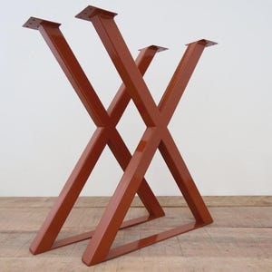 Patas de mesa de acero en forma de X (juego de 2) - Base de mesa de comedor moderna e industrial