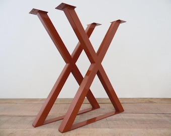 X-Shape Steel Table Legs (Set of 2) - Industrial Modern Dining Table Base
