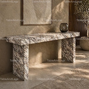 Mesa consola de mármol Calacatta Viola – Mesa de entrada de lujo – Mesa auxiliar de piedra natural – Muebles modernos hechos a mano Mesa consola Viola