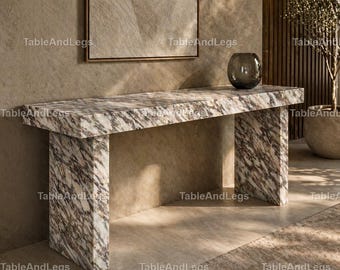 Calacatta Viola Marmor Konsolentisch - Luxuriöser Eingangsbereich - Naturstein Sofatisch - Moderner handgefertigter Möbel Viola Konsolentisch