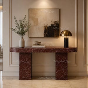 Rosso Levanto Marble Console Table | Luxury Red Entryway Hallway Table