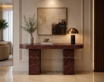 Consola de mármol Rosso Levanto / Mesa de entrada/recibidor de lujo en color rojo