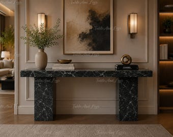 Green Spider Marble Console Table | Luxury Natural Stone Entryway Table | Modern Hallway Console | Handmade Furniture Marble Console Table |
