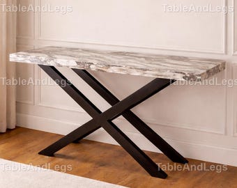 Mesa consola de mármol Calacatta, mesa de entrada moderna, mesa con tablero de mármol de estilo italiano, mesa consola de lujo para recibidor.