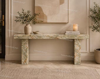 Honey Onyx Console Table, Luxury Stone Entryway Table, Modern Marble Console, Handmade Onyx Furniture, Golden Onyx Hallway Table Console top