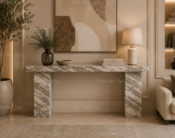Calacatta Viola marmorkonsolbord, lyxig entré i natursten, minimalistisk soffbord