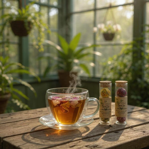 Bloemen bloeiend theepotje – kruidenontspanningscadeau | Natuurlijke bloementhee voor zelfverzorging, spa, vrijgezellenfeest, verjaardags- en wellnessbox