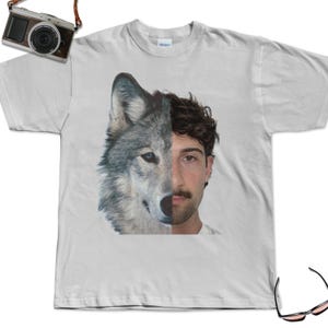 Camiseta italiana Bach / Divertida camiseta de mitad lobo / Camiseta retro unisex de Isaac Smith mitad y mitad