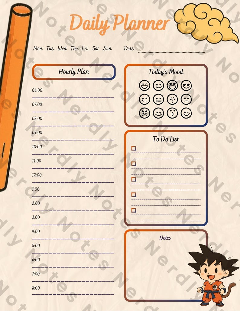 Chibi Goku Daily Planner: Anime Printable for Study & Productivity (PDF ...