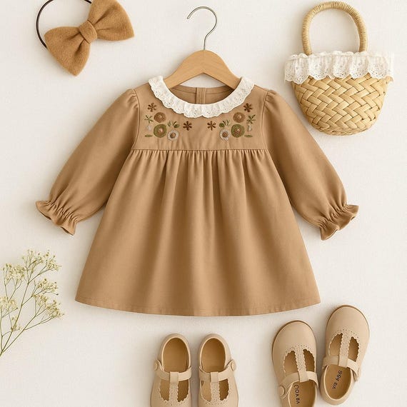 Embroidered Khaki Dress With Lace Collar: Soft Cotton Fall Outfit (4-5Y) Zlatalooks - Etsy New Zealand Embroidered Khaki Dress With Lace Collar: Soft Cotton Fall Outfit (4-5Y) Zlatalooks - Etsy New Zealand